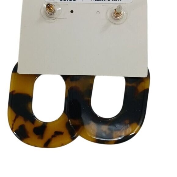 A New Day Tortoise Drop Earrings Nickel Free Brown Gold Statement Jewelry - Picture 4 of 4